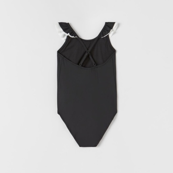 NWT Zara 6-7Y black white bathing suit ruffles - Picture 2 of 4